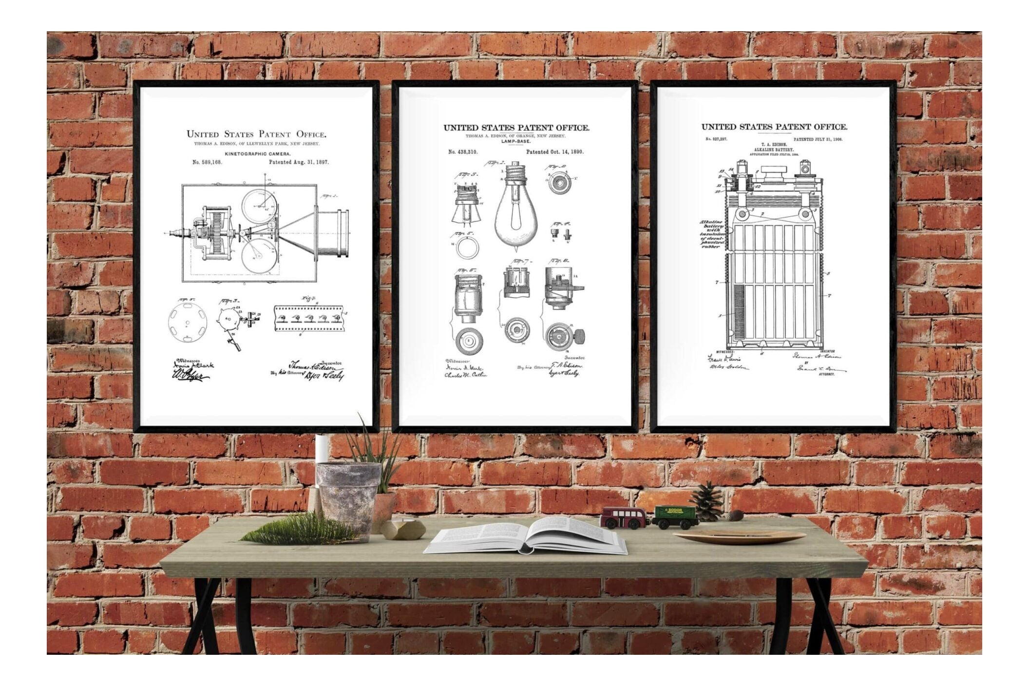 Thomas Edison Inv Thomas Edison Patent Collection of 3 Patent Prints - Thomas Edison Inv ...