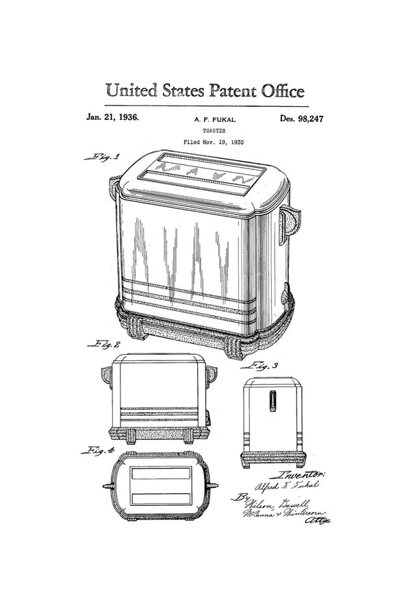Toaster Patent Print - Kitchen Decor, Restaurant Decor, Vintage Toaster, Patent Print, Kitchen Wall Decor, Coffee Shop Decor