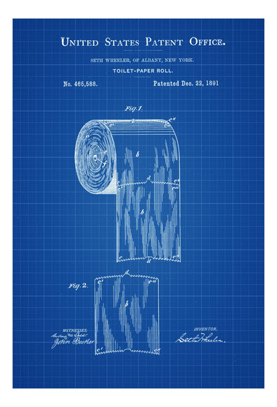Toilet Paper Patent - Patent Print, Wall Decor, Bathroom Decor, Bathroom Art, Bathroom Poster, Bathroom Sign, Restroom Decor
