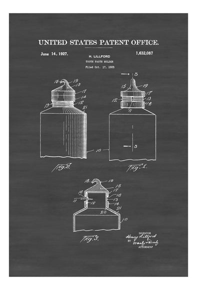 Tooth Paste Tube Patent - Patent Print, Wall Decor, Bathroom Decor, Dental Hygenist, Bathroom Poster, Dentist Gift, Decor, Dentist Decor mws_apo_generated mypatentprints White #MWS Options 3594691483 