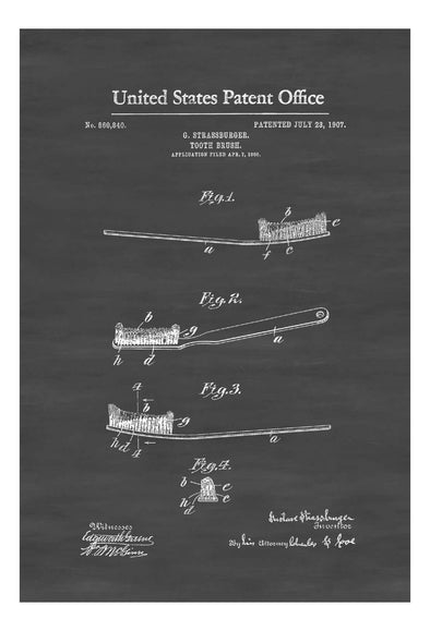 Toothbrush Patent 1907 - Patent Print, Dental Hygienist, Dental Office Decor, Decor, Dentist Decor, Bathroom Decor, Bathroom Poster mws_apo_generated mypatentprints White #MWS Options 3237651340 