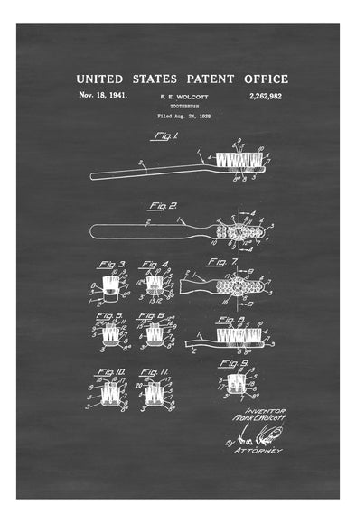 Toothbrush Patent - Patent Print, Wall Decor, Bathroom Decor, Dental Hygenist , Bathroom Poster, Dental Office Decor, Decor, Dentist Decor mws_apo_generated mypatentprints Parchment #MWS Options 3112545125 