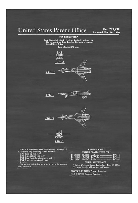 Toy Rocket Ship Patent Poster - Patent Print, Wall Decor, Rocket Patent, Toy Patent, Toy Poster, Rocket Poster, Space Rocket Toy Print Art Prints mypatentprints 