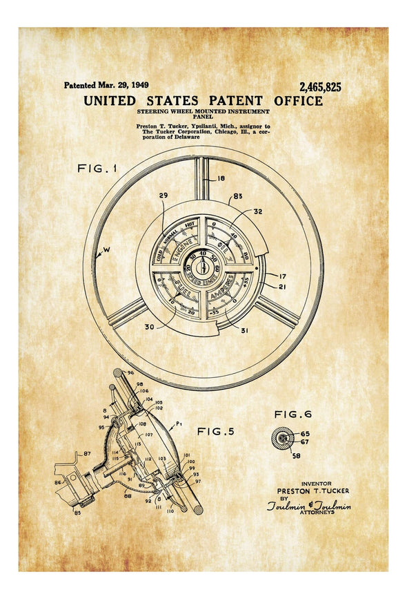 Tucker Steering Wheel Patent - Automobile Decor, Automobile Art, Classic Car, Patent Print, Wall Decor, Tucker Patent, Steering Blueprint mws_apo_generated mypatentprints Chalkboard #MWS Options 3227100562 