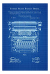 Underwood Typewriter Patent - Decor, Office Decor, Writer Gift, Patent Print, Type Writer Patent, Typewriter Blueprint