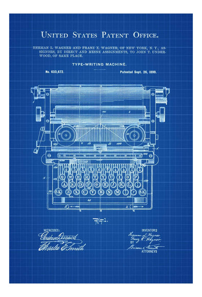 Underwood Typewriter Patent - Decor, Office Decor, Writer Gift, Patent Print, Type Writer Patent, Typewriter Blueprint mws_apo_generated mypatentprints Parchment #MWS Options 955296278 
