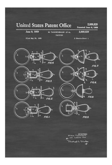 Various Pacifier Patent Designs - Baby Room Decor, Patent Print, Vintage Pacifier, Baby Shower Gift, Binky, Pacifier Collection