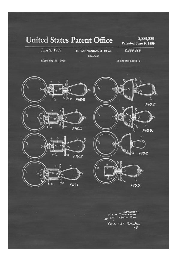 Various Pacifier Patent Designs - Baby Room Decor, Patent Print, Vintage Pacifier, Baby Shower Gift, Binky, Pacifier Collection
