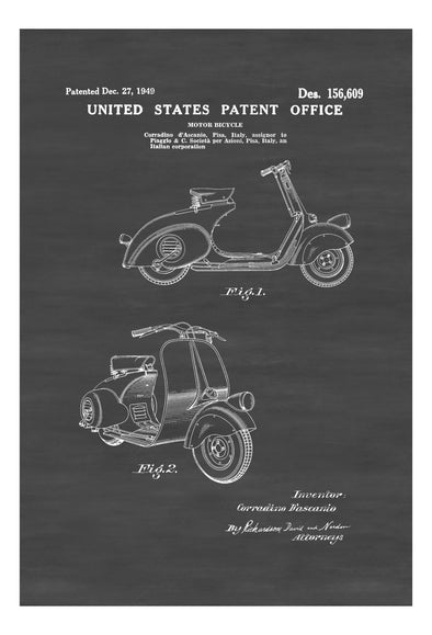 Vespa Motorcycle Patent - Patent Print, Wall Decor, Motorcycle Décor, Motorcycle Parts, Motorcycle Art, Vintage Motorcycle, Vespa Patent mws_apo_generated mypatentprints Chalkboard #MWS Options 3402016152 