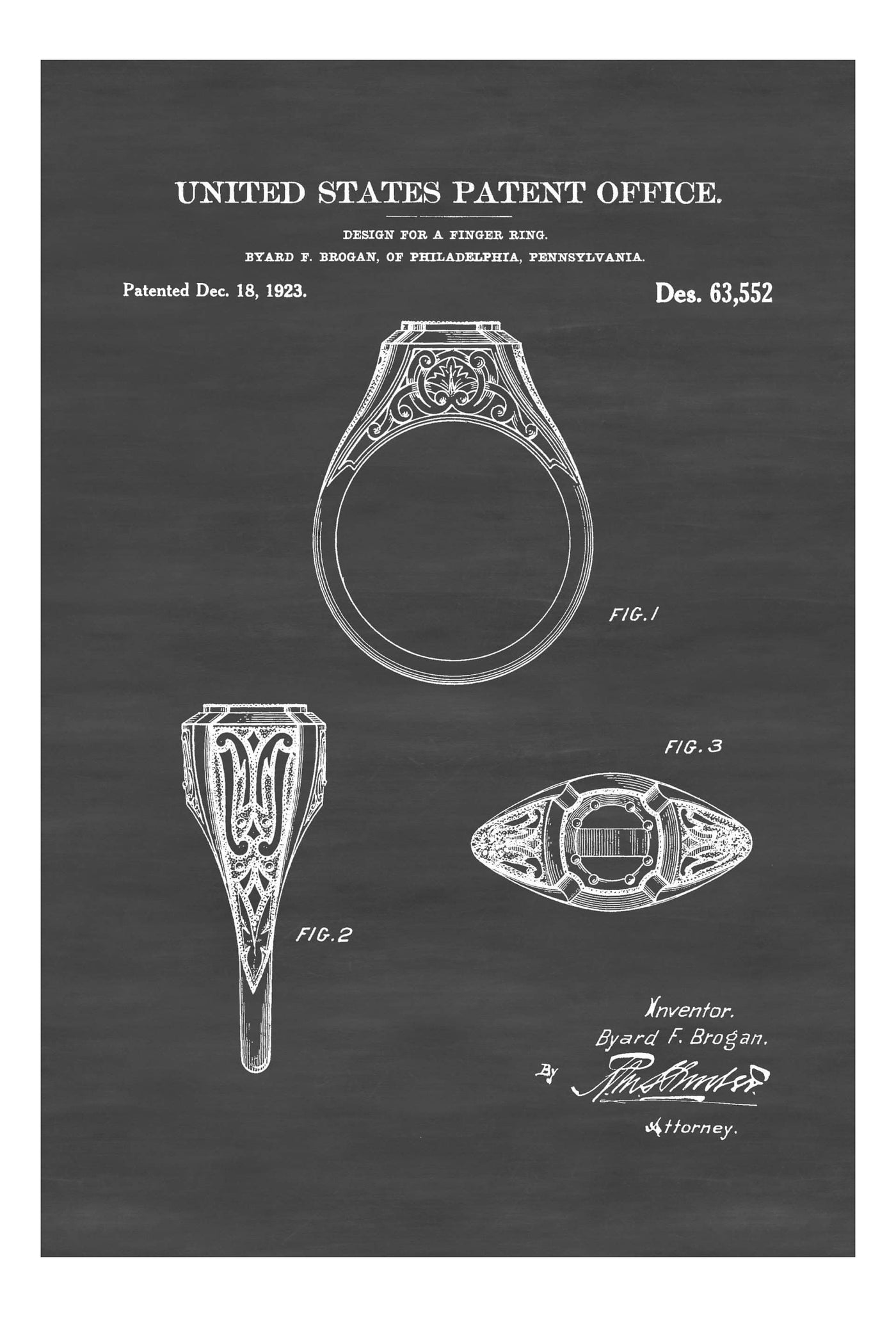 Vintage Ring Patent - Vanity Décor, Fashion Art, Feminine Décor