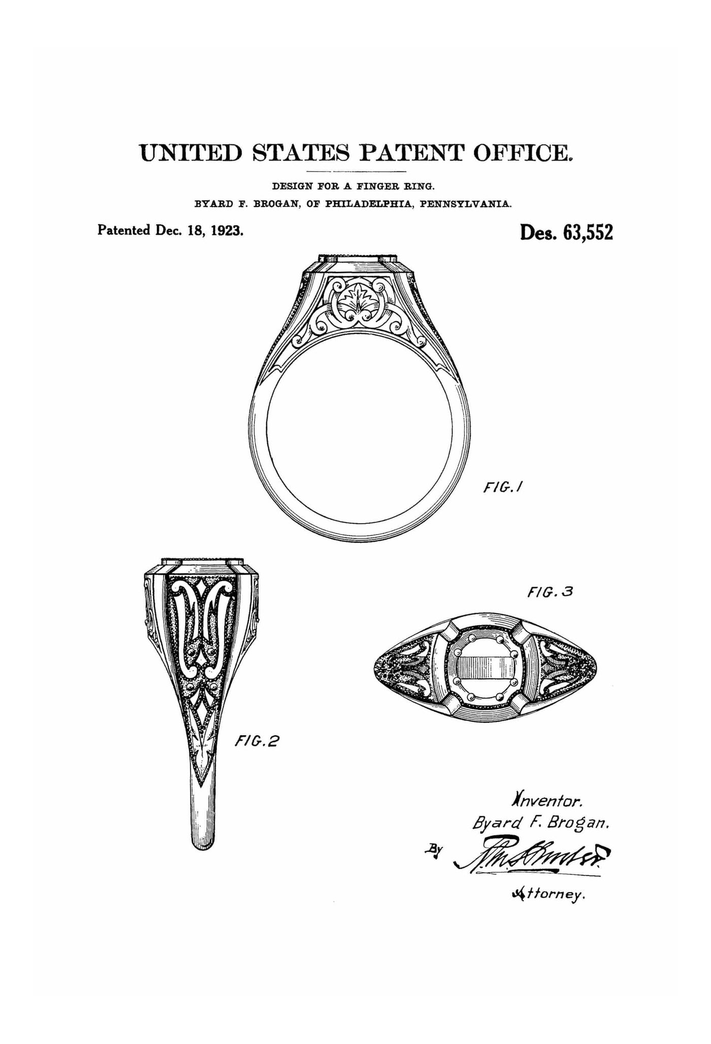 Vintage Ring Patent - Vanity Décor, Fashion Art, Feminine Décor