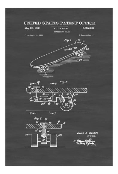 Vintage Skateboard Break Patent 1968 - Patent Print, Wall Decor, Skater Art, Skateboard Decor, Skater Gift mws_apo_generated mypatentprints Chalkboard #MWS Options 3098584460 