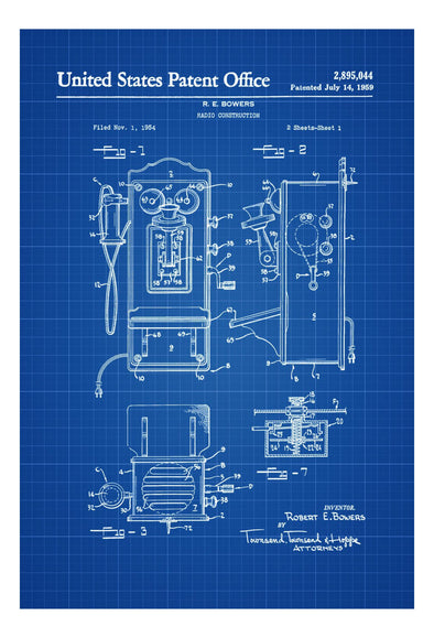 Vintage Telephone Patent - Decor, Office Decor, Patent Print, Phone Patent, Telephone Patent, Telephone Blueprint mws_apo_generated mypatentprints Blueprint #MWS Options 1423092259 
