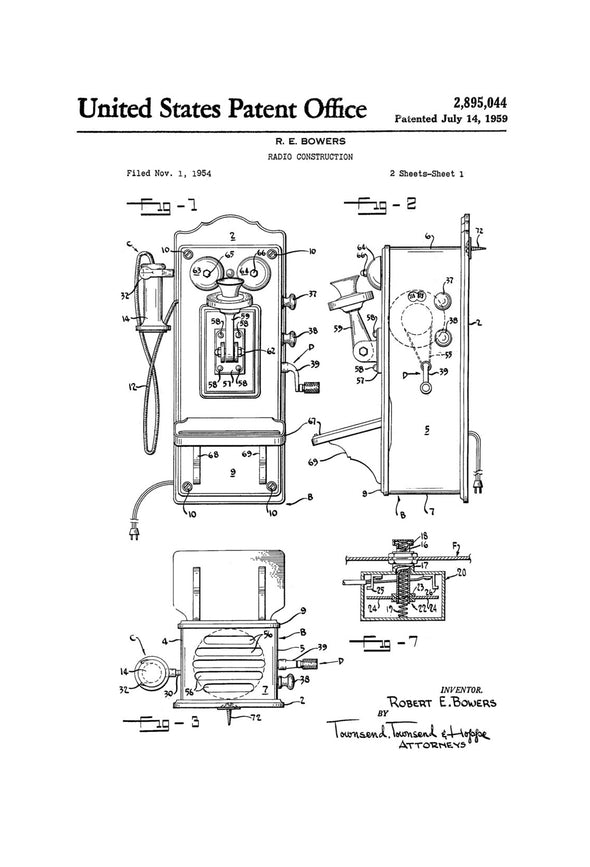Vintage Telephone Patent - Decor, Office Decor, Patent Print, Phone Patent, Telephone Patent, Telephone Blueprint