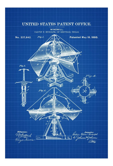 Vintage Windmill Patent - Patent Print, Farmhouse Decor, Antique Windmill, Wind Energy Patent, Technical Inventions, Windmill Blueprint mws_apo_generated mypatentprints Parchment #MWS Options 3468141865 
