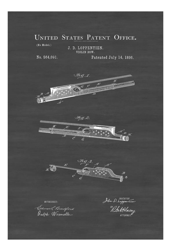 Violin Bow Patent Print 1896 - Wall Decor, Music Poster, Music Art, Musical Instrument Patent, Guitar Patent, Music Patent, Violinist Gift Art Prints mypatentprints 