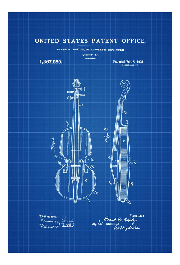 Violin Patent - Patent Print, Wall Decor, Music Poster, Music Art, Musical Instrument Patent, Guitar Patent, Music Patent