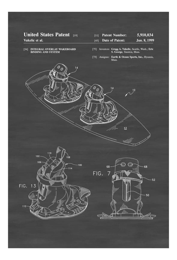 Wakeboard Patent 1999 - Patent Print, Wall Decor, Beach House Decor, Beach Decor, Lake House Decor, Water Sports, Water Ski mws_apo_generated mypatentprints Parchment #MWS Options 1142270496 