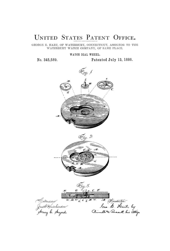 Watch Dial Patent Print 1886 - Watch Art, Pocket Watch, Vintage Watch, Antique Watch, Old Watch Patent, Watch Blueprint, Patent Poster Art Prints mypatentprints 