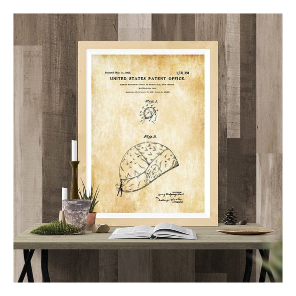 Water Polo Cap Patent Print 1925 - Wall Decor, Water Polo Gift, Water Polo Patent, Swimmer Gift, Water Polo Poster, Water Polo Blueprint mws_apo_generated mypatentprints Parchment #MWS Options 1240508963 