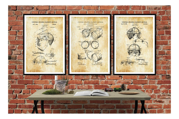 Welding Patent Collection of 3 Patent Prints - Wall Decor, Welder Gift, Garage Decor, Welder Mask Patent, Welder Goggles Blueprint Art Prints mypatentprints 10X15 Parchment 
