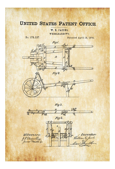 Wheelbarrows Patent Print - Decor, Home Decor, Patent Print, Wheelbarrows Patent,  Wheelbarrows Blueprint, Garden Decor