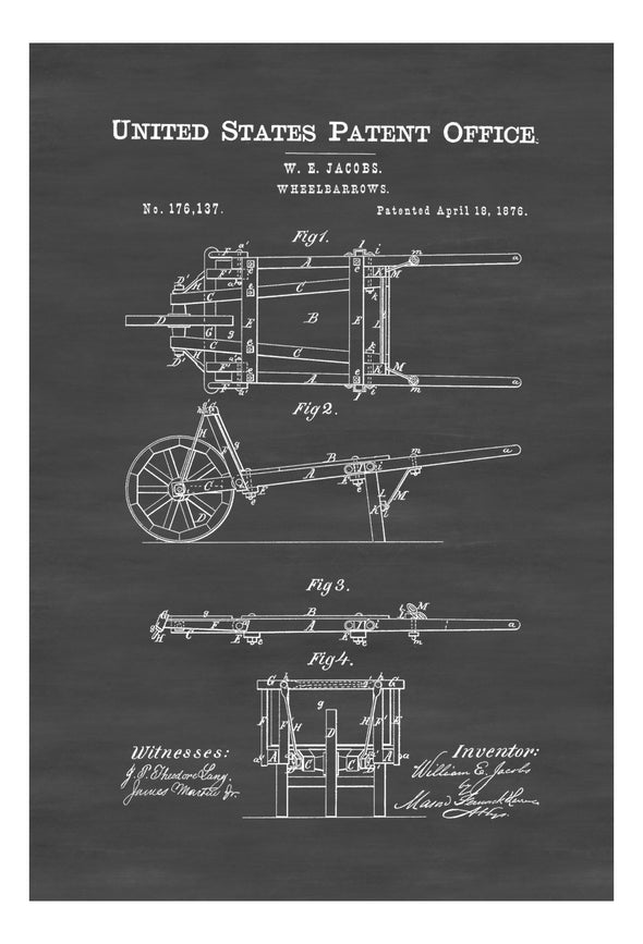 Wheelbarrows Patent Print - Decor, Home Decor, Patent Print, Wheelbarrows Patent,  Wheelbarrows Blueprint, Garden Decor