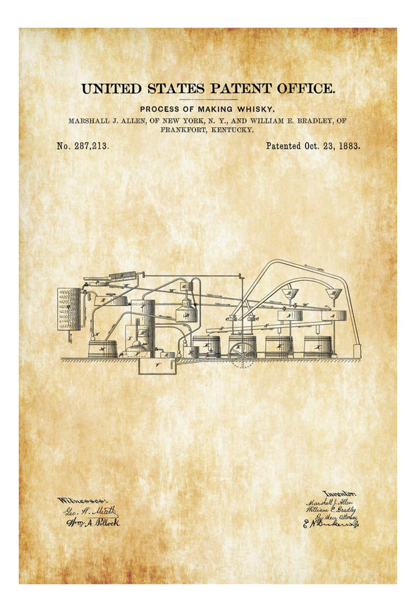 Whiskey Making Patent - Patent Print, Wall Decor, Bar Decor, Vintage Whiskey, Bourbon Making, Moonshine Still, Whiskey Distilling Patent Art Prints mypatentprints 5X7 Blueprint 