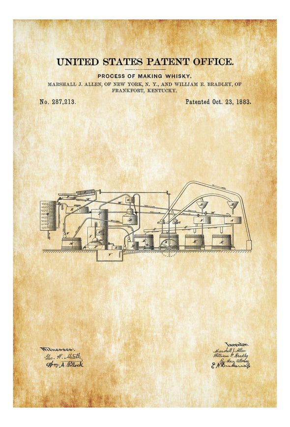 Whiskey Making Patent - Patent Print, Wall Decor, Bar Decor, Vintage Whiskey, Bourbon Making, Moonshine Still, Whiskey Distilling Patent mws_apo_generated mypatentprints White #MWS Options 1403168067 