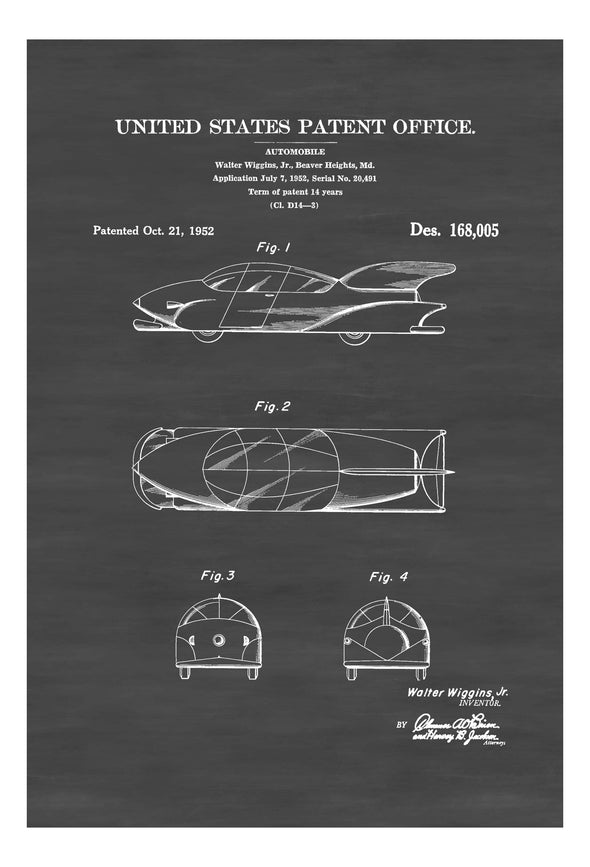 Wiggins Experimental Automobile Patent - Patent Print, Wall Decor, Automobile Décor, Vintage Automobile Art, Vintage Car Patent Art Prints mypatentprints 