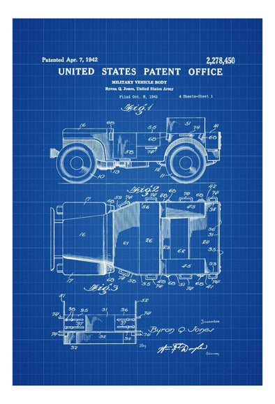 Willys Military Jeep Patent - Patent Print, Wall Decor, Automobile Decor, Automobile Art, US Army, Army Gift, Military Gift, Veteran Gift mws_apo_generated mypatentprints Parchment #MWS Options 3630671152 