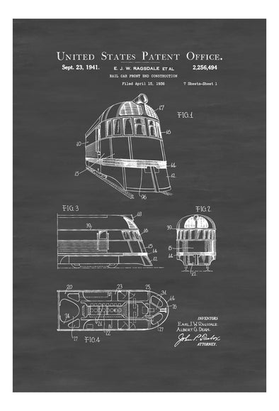 Zephyr Train Patent Print- Vintage Train Car, Train Blueprint, Train Art, Railroad Decor, Locomotive Poster, Train Decor, California Zephyr mws_apo_generated mypatentprints Parchment #MWS Options 3858015545 
